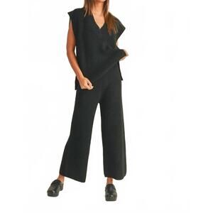 NEW MIOU MUSE drift ribbed knit set in charcoal